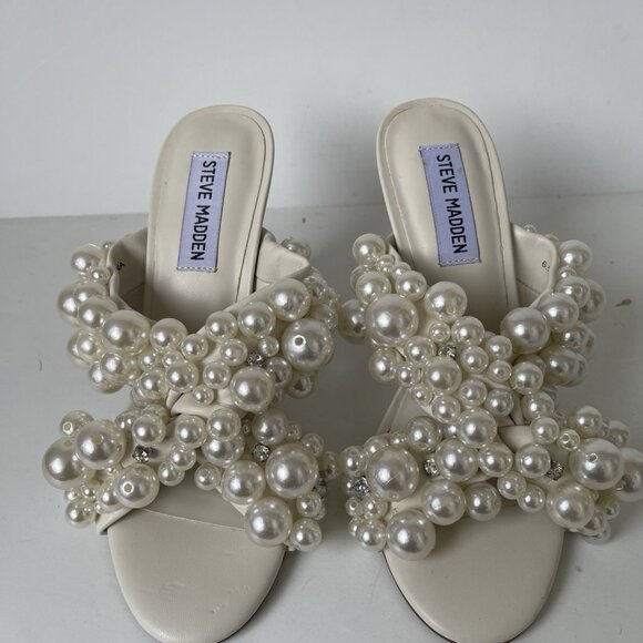 Steve Madden Duri Pearl-Embellished Slide Sandals – White – Size 6.5M – NWOB - Picture 5 of 10